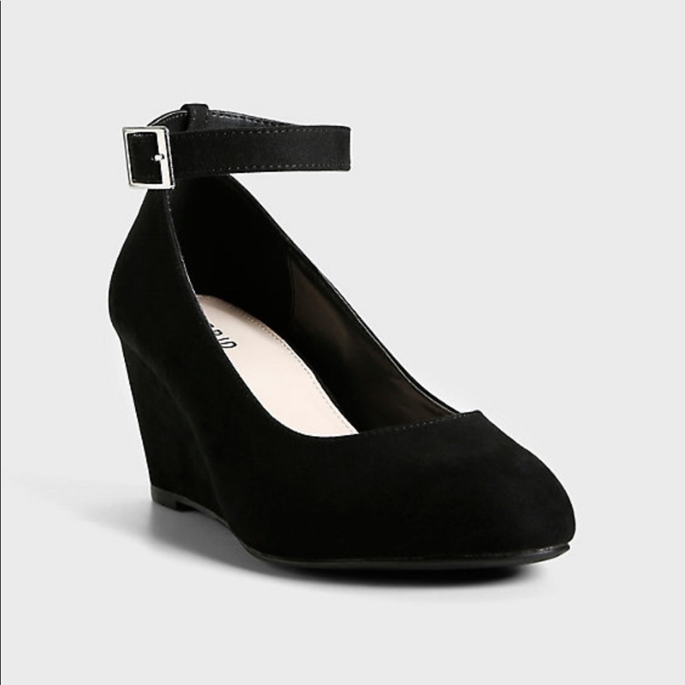 Torrid black mini wedge with ankle strap